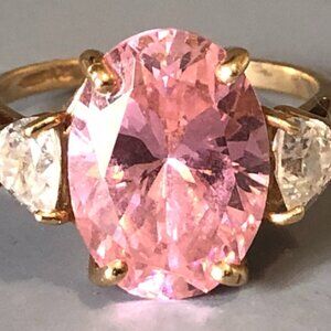 10K Gold Pink Ice & CZ Ring Size 7